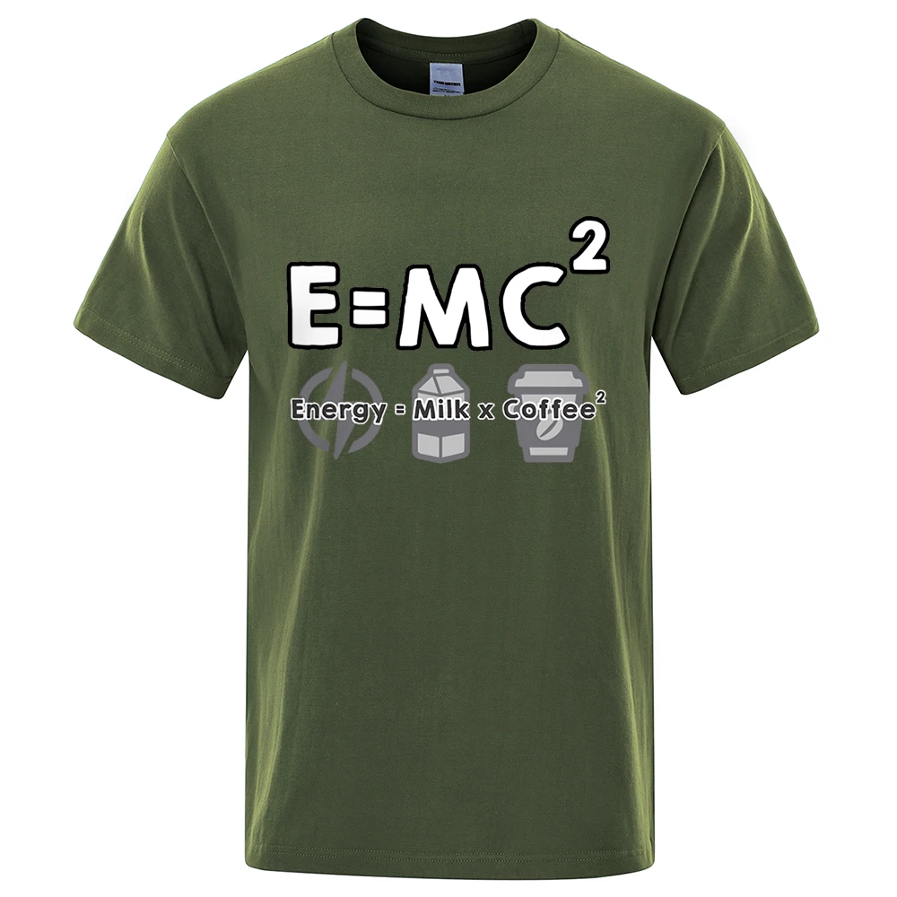 

Energy=Milk*Coffee Printed T-Shirt Men Vintage High Quality Tee Clothes Cotton Summer Crewneck Tops Harajuku Oversized T-Shirts