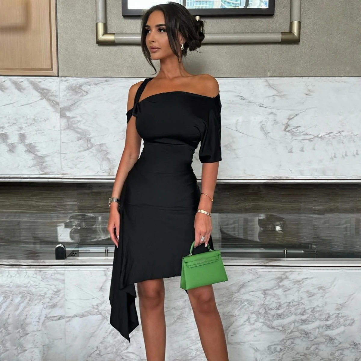 Мини-платье MHCMBSBS черное из хлопка