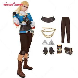 Женский маскарадный костюм принцессы Зельды, костюм на Хэллоуин для женщин, синий топ, наряд