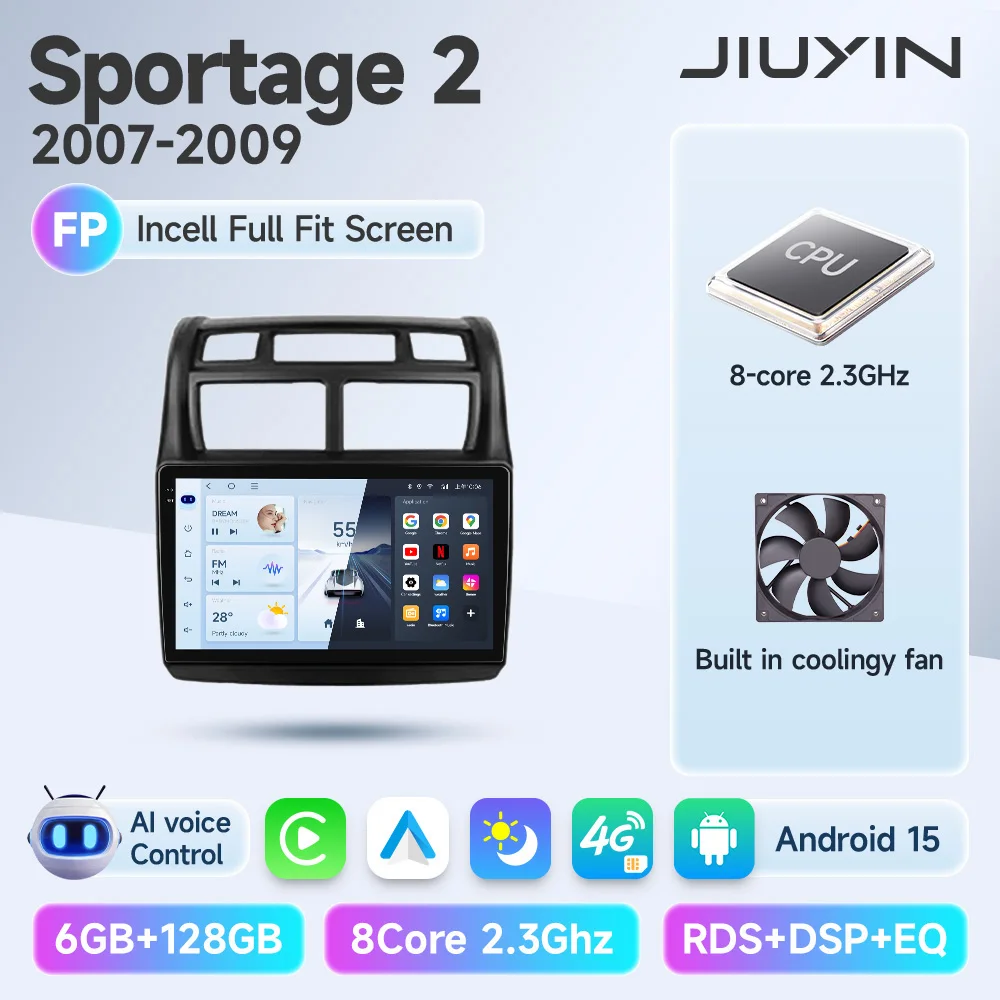 

Автомобильный радиоприемник Android 15 для Kia Sportage 2 2007 2008 2009, мультимедийный плеер 2 Din Carplay, авто стерео GPS DVD, головное устройство 5G WIFI