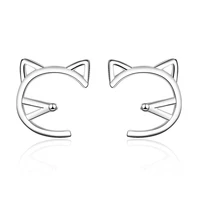 lovely cat shaped 925 sterling silver stud earrings for women girl gift
