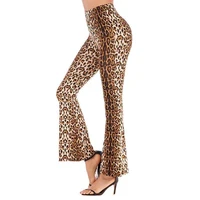 womens fashion explosion southeast asia leopard flared pants high waist slim fit pants printed wide leg pants