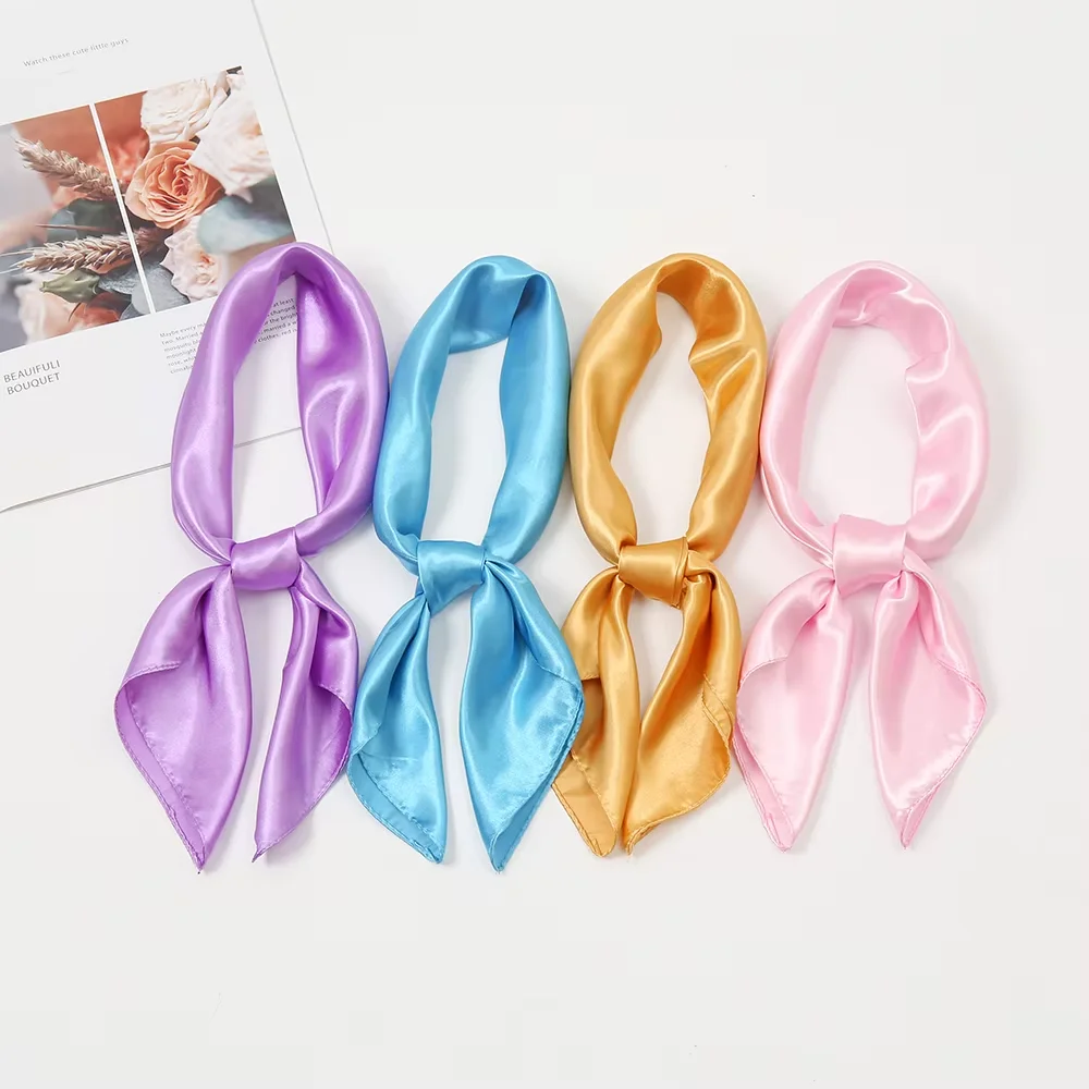 Роскошный шелковый шарф атласный для волос бандана Женский мусульманский хиджаб