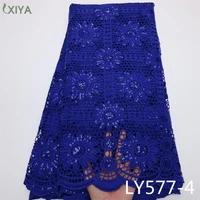 xiya lace latest 2022 african lace fabric tissue cord lace with sequins high quality nigerian lace fabric for woman sewing ly577