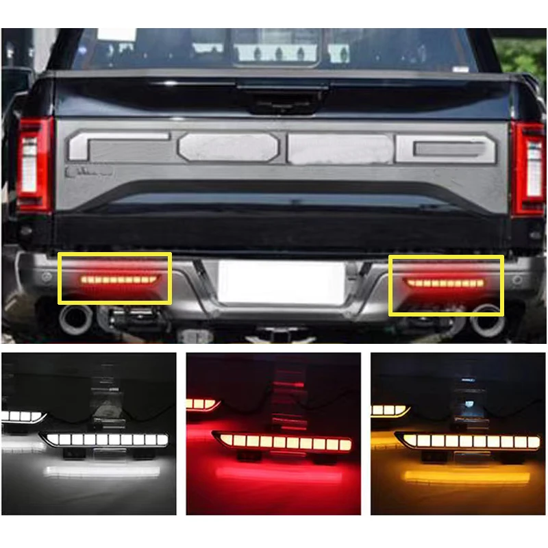 

LED Rear Bumper Reflector Lights For Ford F150 D-150 Raptor 2017 2018 2019 2020 Tail Brake Fog Lamps and Turn Signal Light