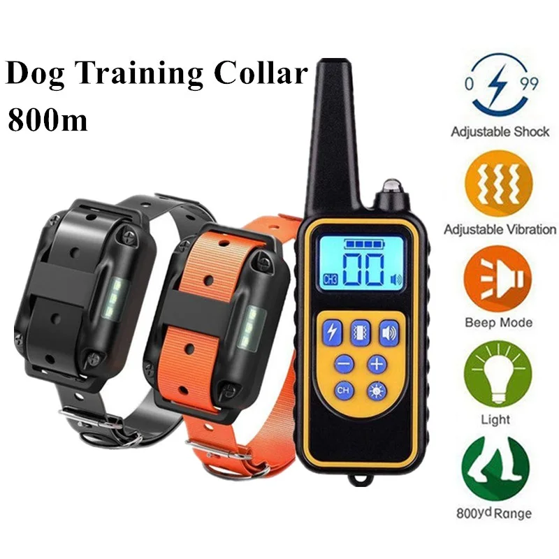 

Electric Dog Training Collar Waterproof Pet Remote Control Rechargeable Training Dog Collar with Shock Vibration Sound 800m