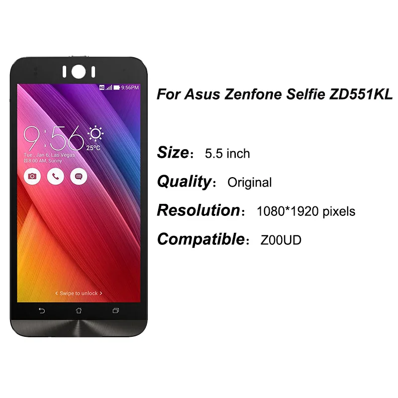 5 шт. сменный ЖК-дисплей для Asus Zenfone Selfie ZD551KL ZOOUD дисплей сенсорный экран дигитайзер