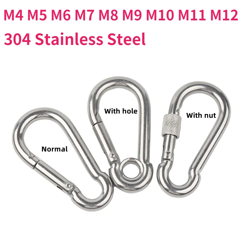 

M4 M5 M6 M7 M8 M9 M10 M11 M12 304 Stainless Steel Carabiner Carbine Snap Hook Spring Buckle Key Ring