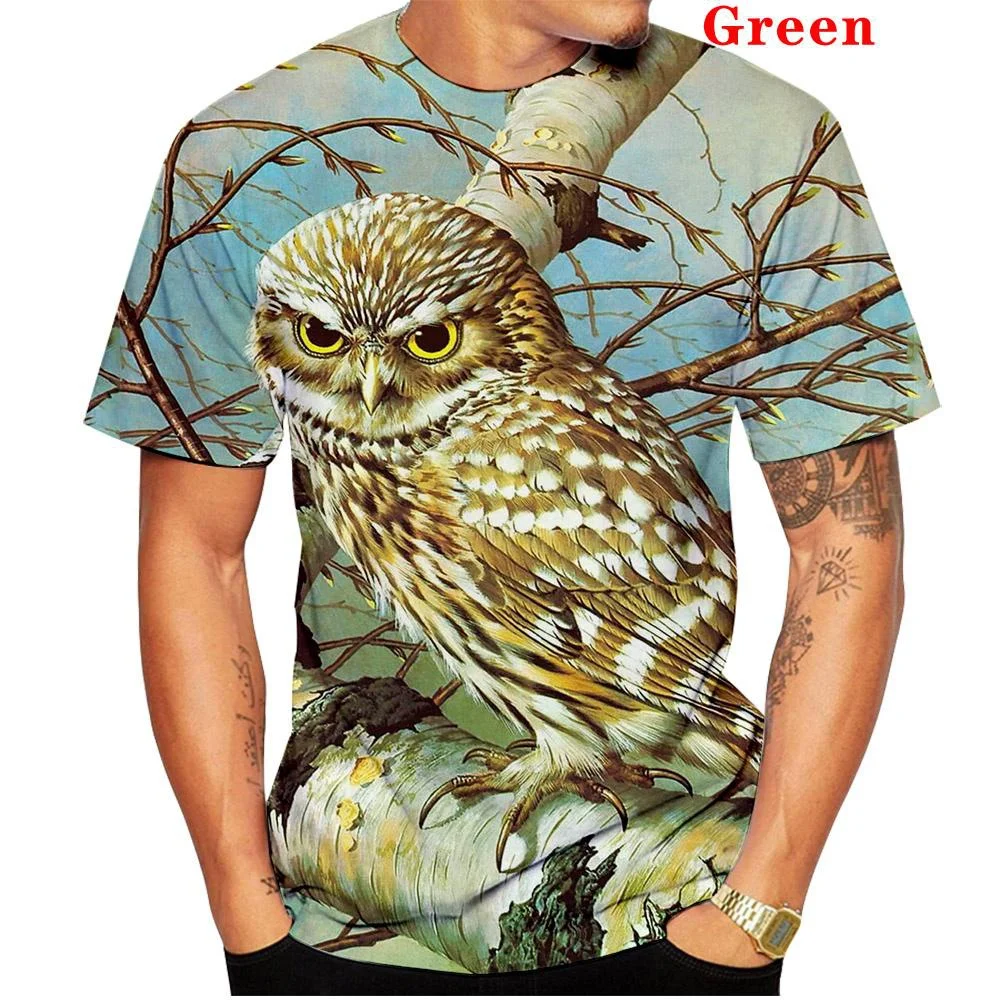 

Летняя стильная футболка с круглым вырезом в виде Галактики, космической совы, футболка с 3d принтом, мужские и женские модные топы, забавная ...