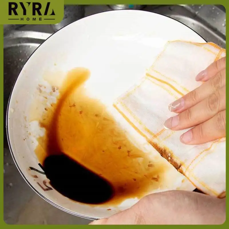 

Cotton Yarn Dish Cleaning Wet And Dry Dishwashing Towel Surface Concave-convex Dot Design Natural Separation Cleaning Towel