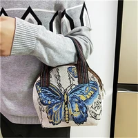 new canvas shell ethnic handbag mobile phone change grocery storage bag portable going out coin purse eco friendly organizer