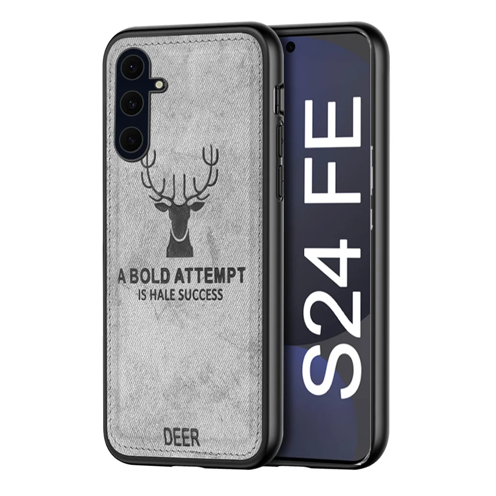 Для Samsung Galaxy S24 FE чехол с 3D рисунком оленя тканевый Smsung S 24 S24FE силиконовая рамка
