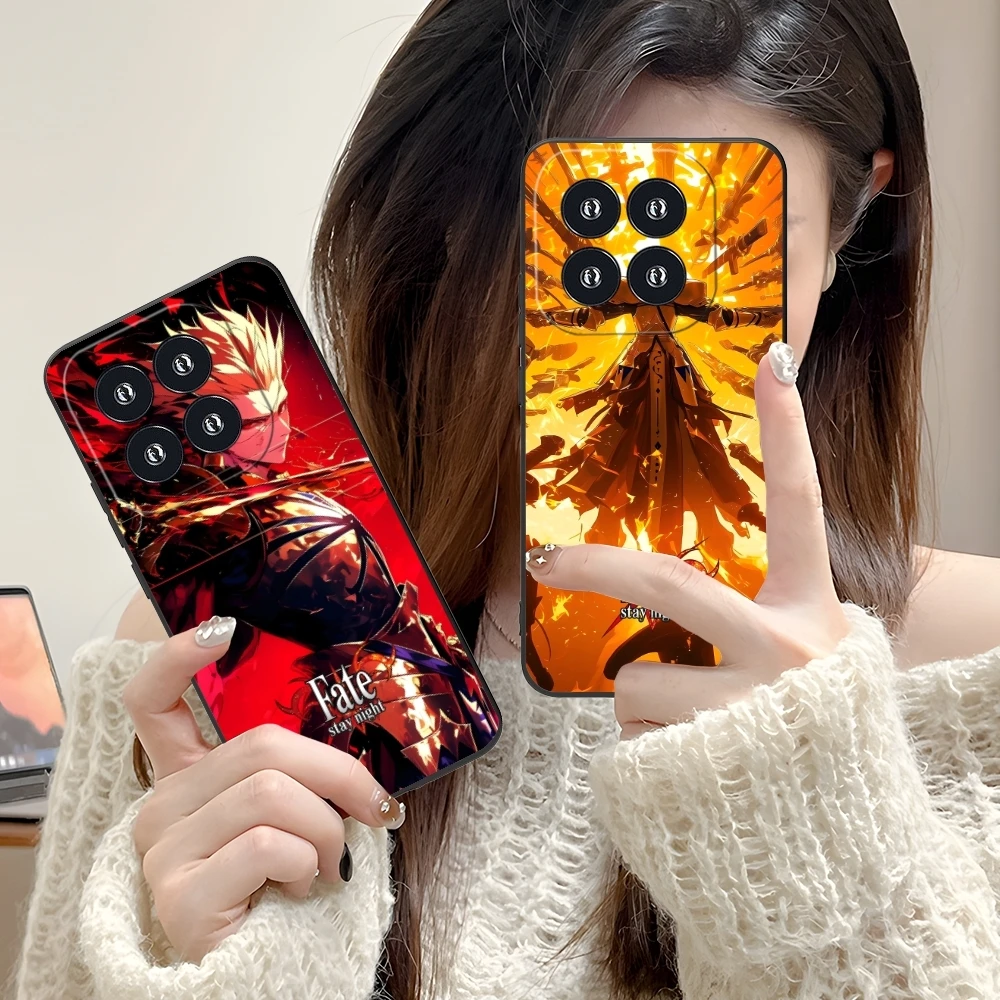 Fate Night Gilgamesh Mobile Phone Case for Xiaomi 14 13 12 11 10 9 T Ultra Lite Pro S SE X 5G Black Soft Cover Shell