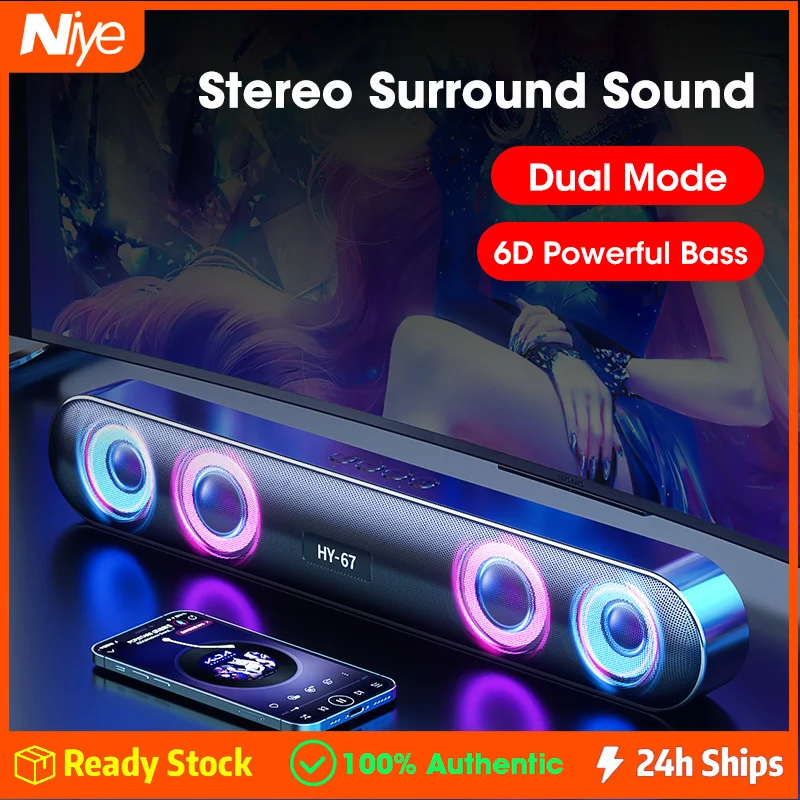 

6D Shocking Sound Quality Wireless Bluetooth Speaker RBG Dazzling Luminous Light Desktop Audio Long Subwoofer Computer Speaker