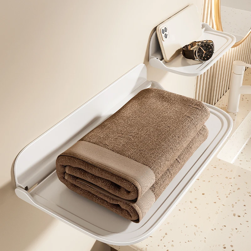 Полка для ванной комнаты Ermo белая без перфорации настенная складная хранения