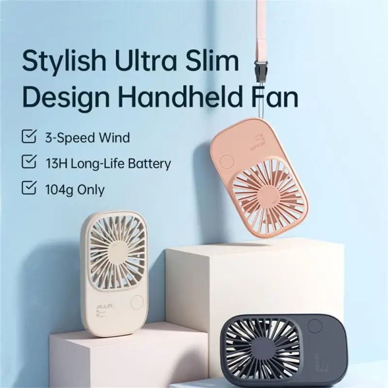 

Portable Desk Fan With Lanyard Mini With Anti Slip Pad Makeup Eyelash Fan Usb Rechargeable Fans Summer Handheld Fan
