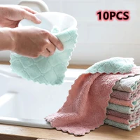 10pcs rag kitchen cleaning tool super absorbent fine fiber household tableware lazy towel double sided decontamination cooktop
