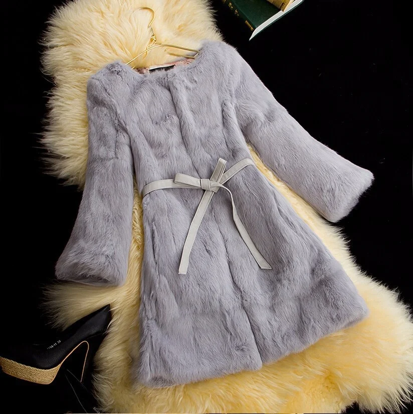 ICCLEK Mink coat women's autumn and winter 2020 Rex Rabbit Fur imitation fur coat medium long women's mink