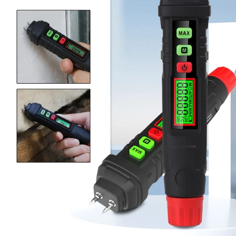 

Two-Pins Timber Damp Moisture Meter Detector-LCD Digital Display Wood Paper Wall Humidity Tester Hygrometer Measure Tool