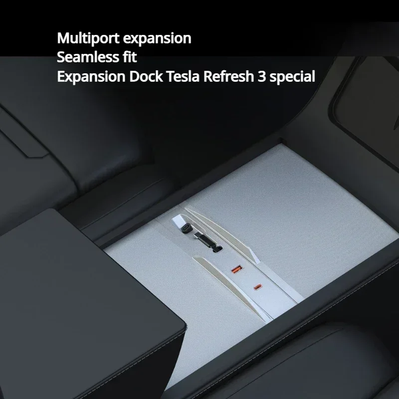 Фото Док-станция для Tesla Model Y Juniper/Model 3+ USB-концентратор Док-станция 80 Вт PD Type C Центральное управление Расширение быстрой зарядки №4