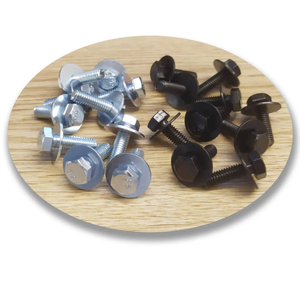 

10pcs Car Bumper Fender Guards Mudguard 6mm Screws Bolts with Spacer M6 External Hexagon Flat head Black Silver