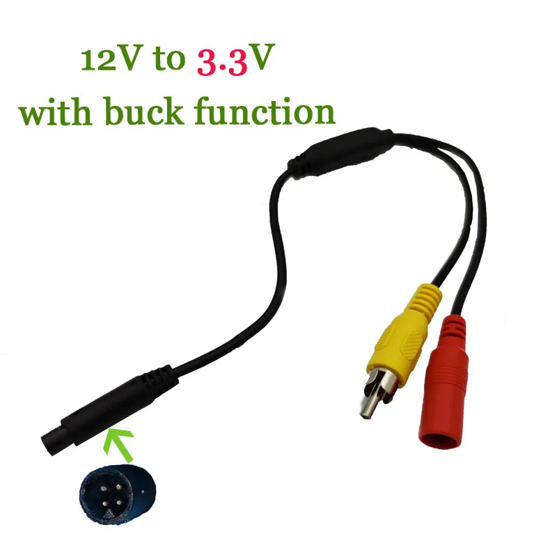 4P 12V to 3.3V to AV Male DC Female Adapter Cable for Car Camera Car Recorder