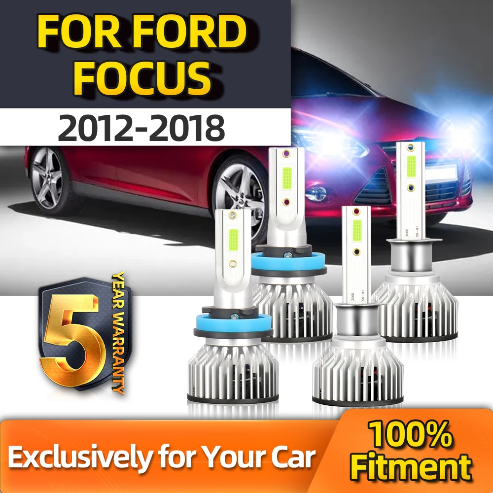 

Crossfox 110W High Low H11 H1 8000K Ice Blue 4x LED Headlight For Ford Focus 2012 2013 2014 2015 2016 2017 2018