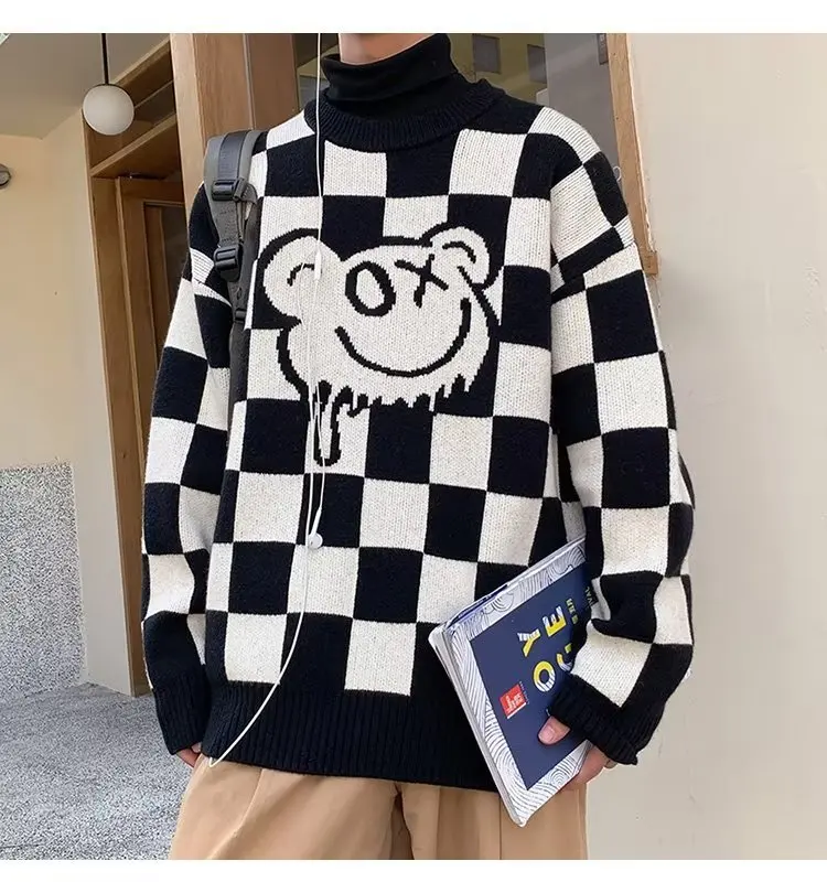 Винтажный Зеленый Свитер Для дедушки Мужской Повседневный пуловер оверсайз