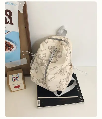 Женские рюкзаки с принтом медведя, школьный рюкзак, легкий, простой, большой вместительный, уличный дорожный рюкзак, сумка для старшеклассников