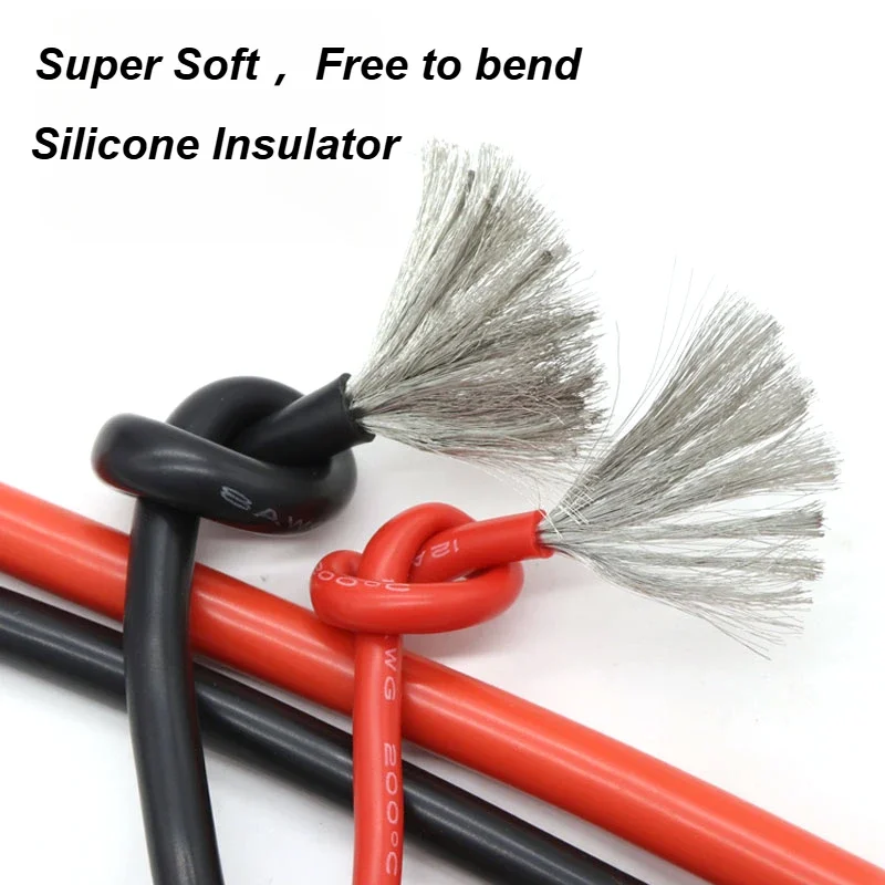 Электрические провода медные гибкие силиконовые 30/28/26/24/22/20/18/17/16/15/14/13/12AWG красные