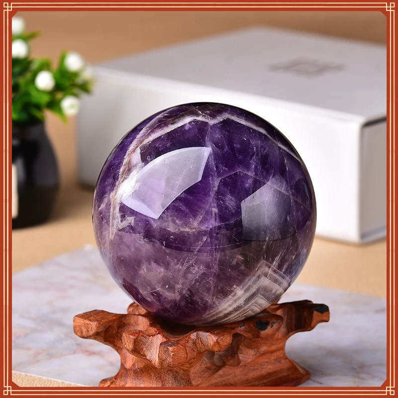 

New in Natural Dream Amethyst Ball Polished Globe Massaging Ball Reiki Healing Stone Home Decoration Exquisite Gifts Souvenirs G