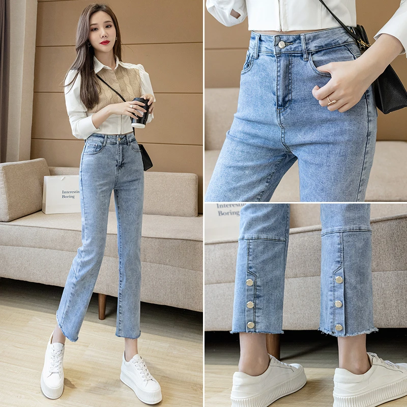 

Y2K Jeans Women Korean Fashion High Waist Skinny Denim Trousers Vintage Ripped Black Pencil Pants Woman Clothes Ladies