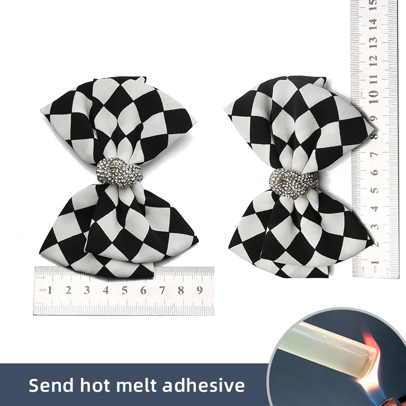 Bow Shoes Floral Footwear Handmade DIY Self-adhesive Black Women's Shoes Single Shoe Accessories Rhinestone Shoe Accessories