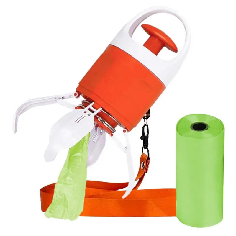 

Dog Poop Picker Pet Pooper Scooper Handheld Dog Poop Grabber Foldable Cat Poop Picker With Bag Dispenser Portable Poop Claw