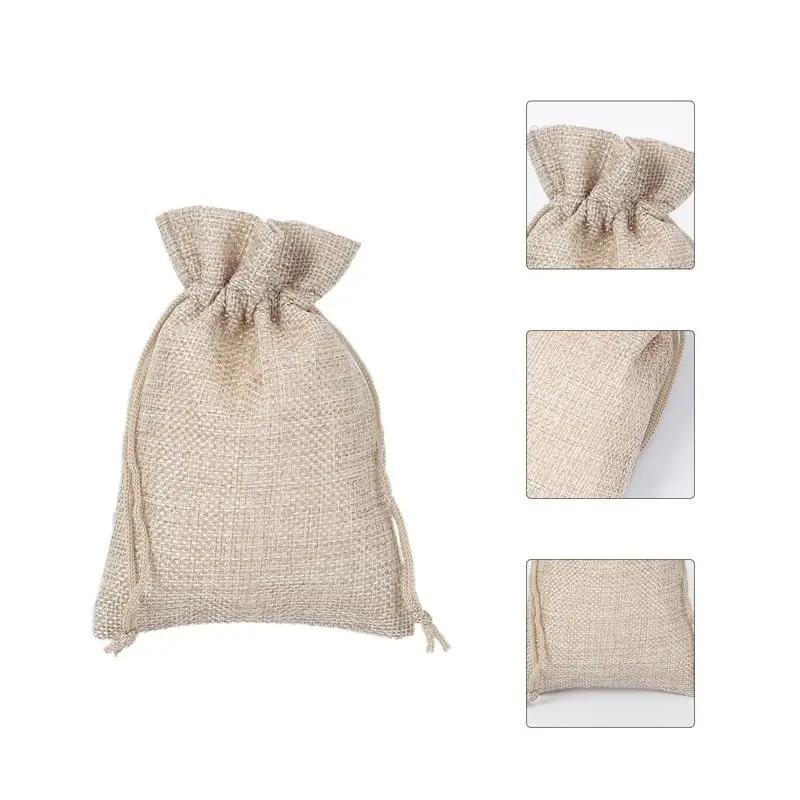 

50 Pcs Burlap Bags Sacks With Drawstrings Gift Bags Jewelry Pouches for DIY Craft Candy Christmas Wedding Favor (Flaxen)