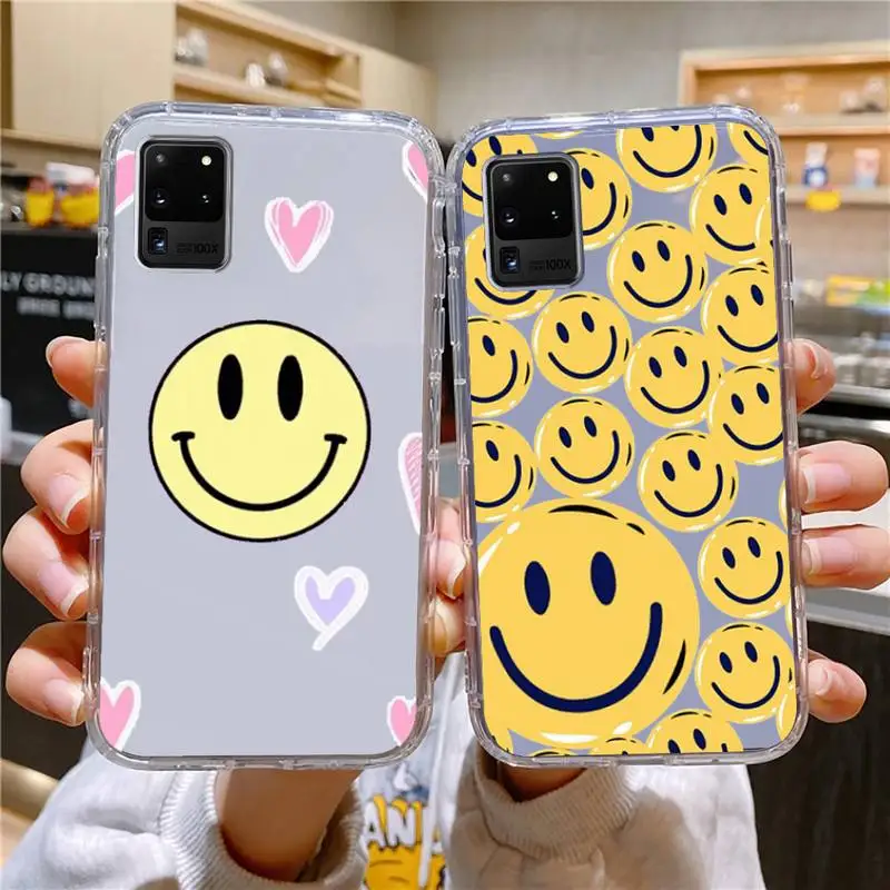 

Smiley Rainbow Phone Case For Samsung Galaxy S10 S10e A70 Edge S22 S23 Plus Ultra Note10 Transparent Cove