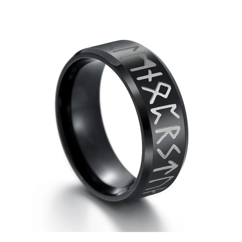 

Bxzyrt Men Ring Stainless Steel Fashion Style MEN Double Letter Rune Words Odin Norse Viking Amulet RETRO Rings Jewelry