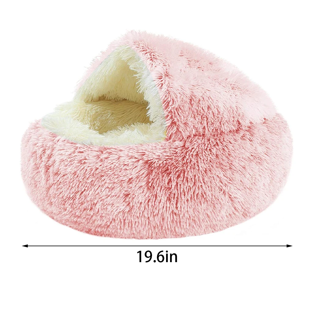 

Плюшевая кровать для кошек размером 40 и 50 см, сохраняющая тепло, круглая полуукомплектованная кровать для щенков, полузакрытая Лежанка для ...