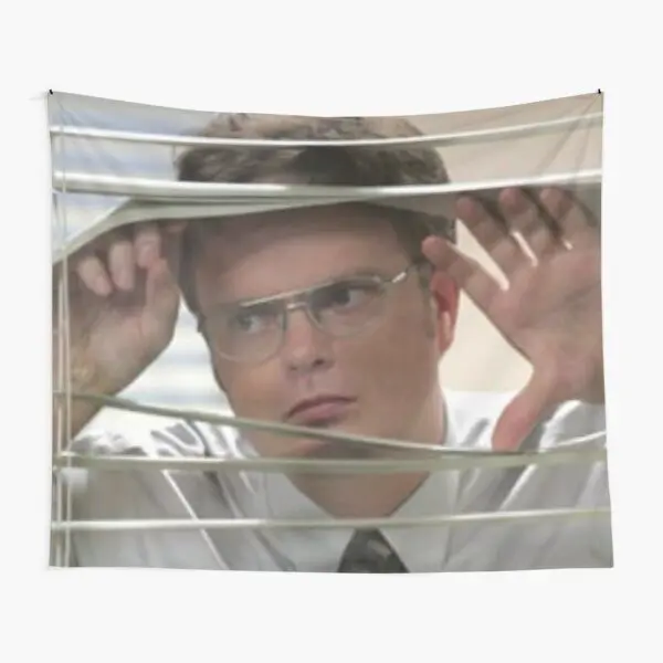 

Dwight Schrute Watching Through The Wind Tapestry Decor Bedroom Wall Towel Room Mat Decoration Colored Living Travel Home Yoga