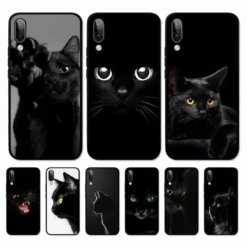 

Black Cat Staring Eye On Phone Case for Vivo Y91C Y11 17 19 17 67 81 Oppo A9 2020 Realme c3