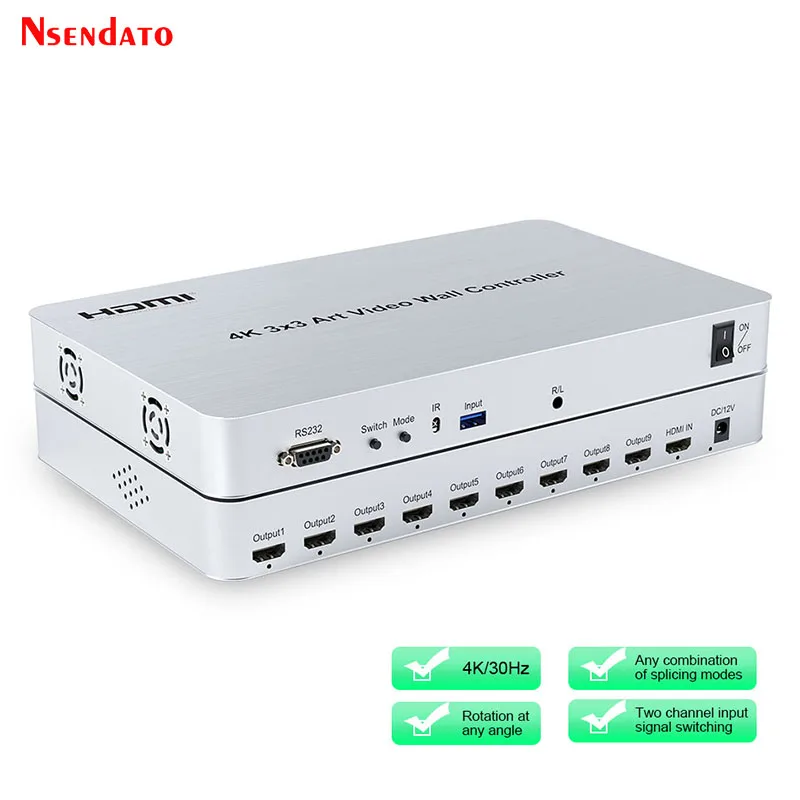 

Настенный видеоконтроллер 5X 9 для телевизора, устройство для сращивания процессора 4K 60H 2x2 3x3 1x5 1x6 1x7 1x8 1x9 HDMI, устройство для сращивания аудио и видео, сплиттер, переключатель RS232
