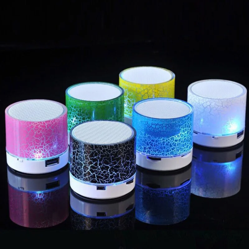 Mini Portable Bluetooth Speaker Colorful LED Light USB Cylindrical MP3 Wireless Audio Subwoofer Rechargeable Suitable For Phone