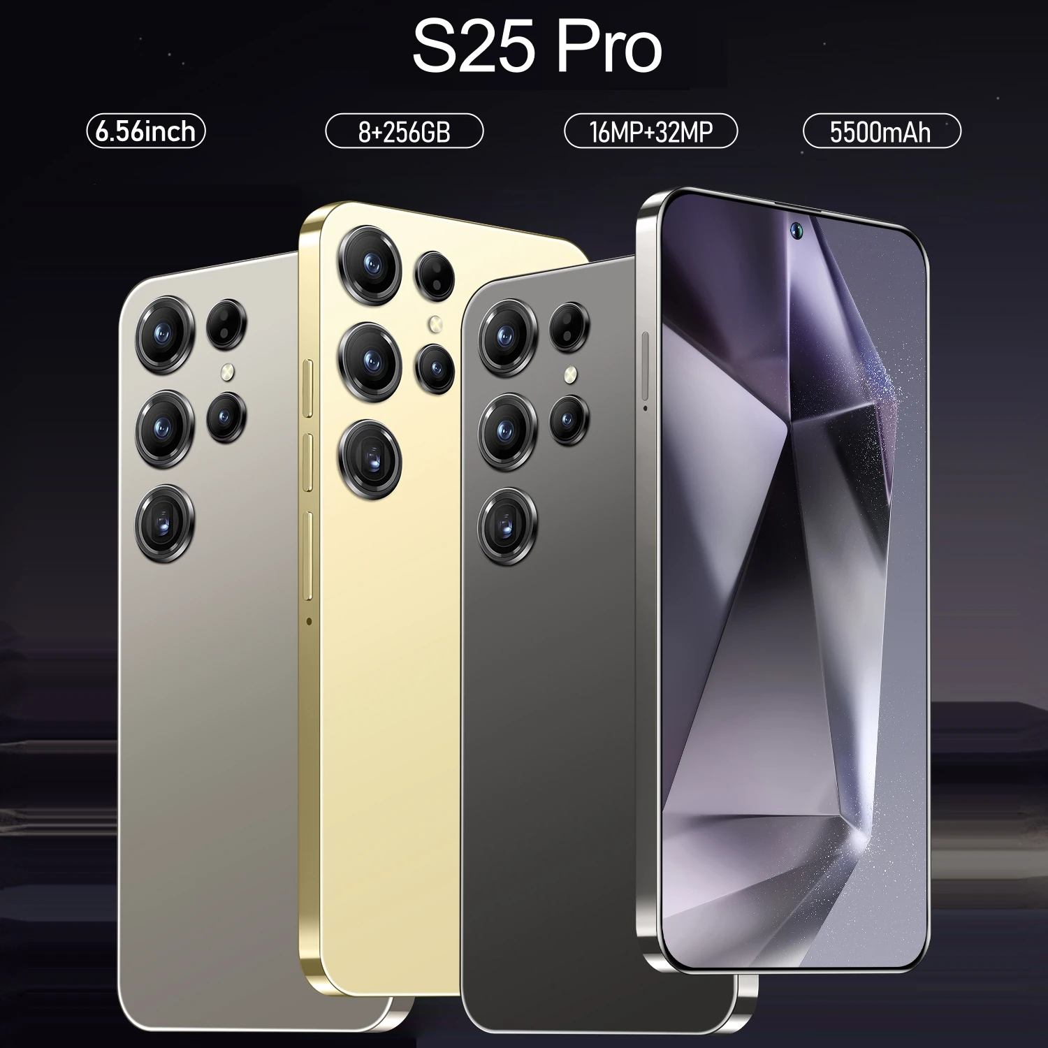 Фото FUFFI-S25 Pro, смартфон Android, 6,56 дюйма, 8 ГБ ОЗУ, 256 ГБ ПЗУ, двойная SIM-карта, мобильный телефон, магазин Google Play, 16 + 32 МП, 5500 мАч, branslees №2