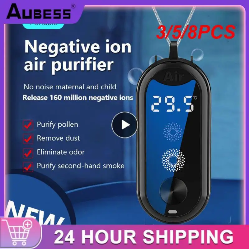 

3/5/8PCS Mini Temperature Measurement Purifier New Aromatherapy Purifier Hanging Neck Sterilizer Usb Air Cleaner Necklace