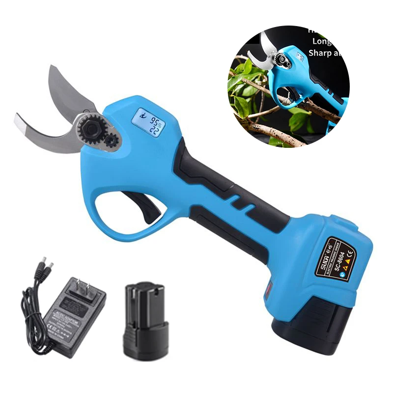 

Hot Sale Portable Electric Pruning Shear Steel Blade Garden Pruner Tool Cordless Rechargeable Power Lithium Pruner Shears