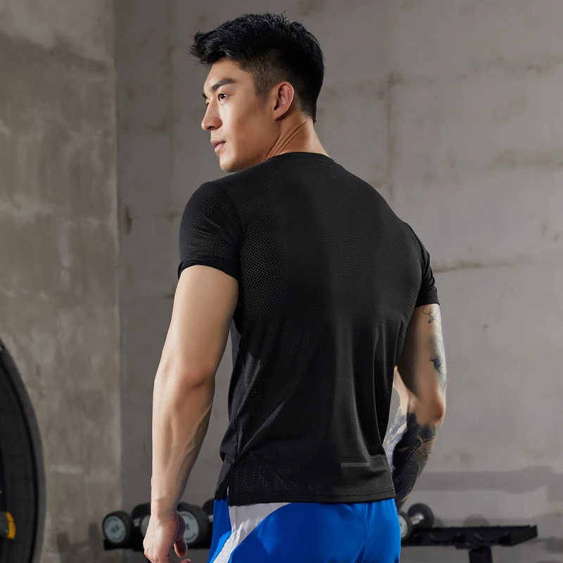 Men Gym T-shirts Sport Quick Dry Breathable Military Training Fitness Short Sleeve Elasticity Bodybuilding Tee Running Shirts