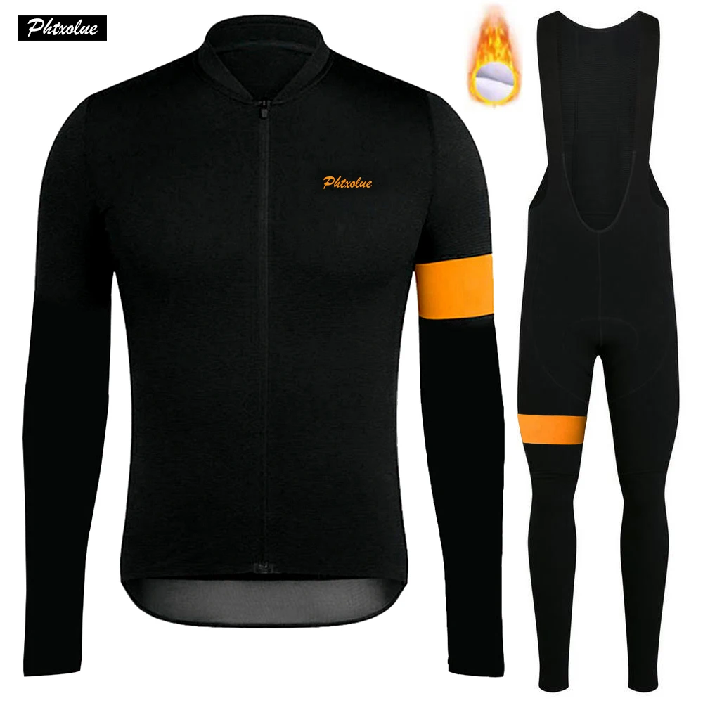

Phtxolue Winter Thermal Fleece Long Sleeve Cycling Set Men Cycling Jersey Set Mtb Bike Suit Bicycle Wear Kit Cycling Clothing