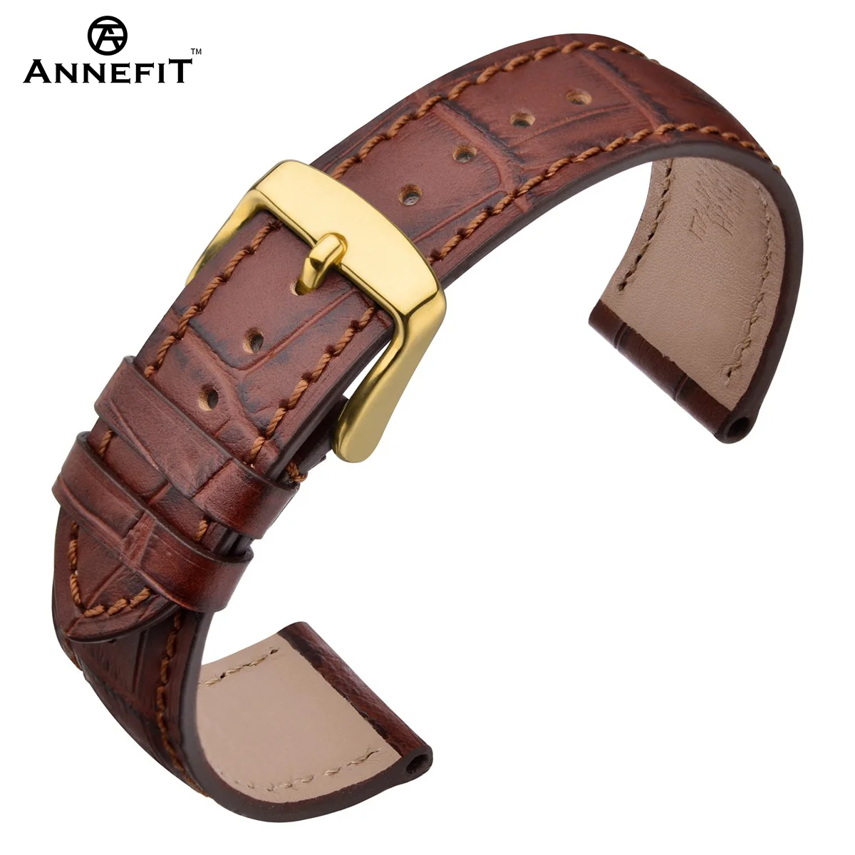 

ANNEFIT Italian Leather Watch Band, Embossed Alligator Grain, 18mm 20mm 22mm Bracelet, Quick Release, Stainless Steel Buckle