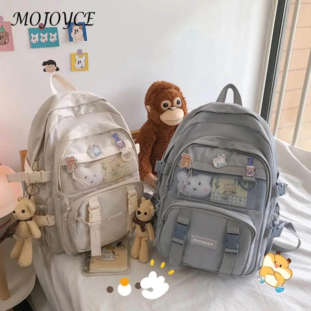 

Solid Color Backpack Nylon Large Capacity Knapsack Handbags for Girls Leisure Casual Daily Travel Shopping Bag