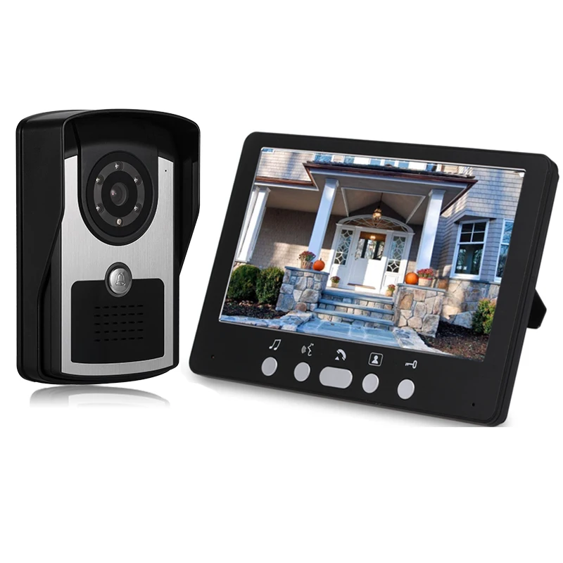 Visual Intercom Doorbell 7''Color  Wired Video Door Phone System Indoor Monitor 1000TVL Outdoor IR Camera Rain Proof And Unlock